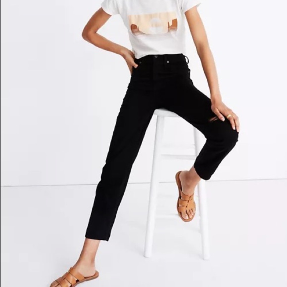 Madewell The Perfect Vintage Jean in Stone Black: Knee-Slit Edition